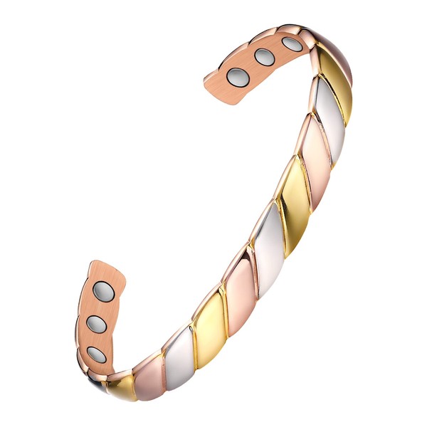 Feraco Copper Magnetic Bracelet for Women Pain Relief, Fashionable Braided Copper Cuff Bangle with 3500 Gauss Healing Magnets, 99.99% Pure Copper Jewelry Gifts for Women