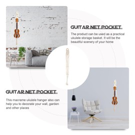 Macrame Wall Mount Hanger Macrame Ukulele Hanger Guitar Wall Holder Hanger Stand Cotton and Linen Macrame Wall Decorations for Home Ukulele Music Room Wall Mount Ukulele Hanger