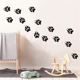 16pcs Set DIY Wolf Paw Print Stickers - Home Decor for Kids Room, Cabinet, Car - Multi-Purpose Removable Vinyl Decals - Individual Size 10x12cm