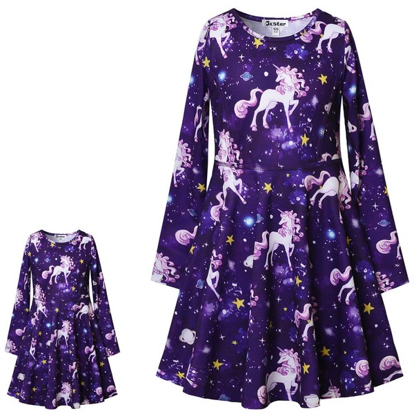 Long Sleeve Unicorn Dresses for Toddler Girls Casual Summer Sun