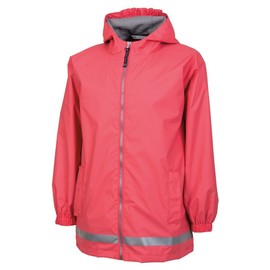 Charles River Apparel Big Kids Englander Rain Jacket, Coral/Reflective, X_Large