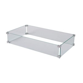 Fire Sense 63248 Fire Pit Wind Guard Clear Tempered Glass Best Flame Viewing Experience for Propane Gas Fire Pits & Patio Heaters - Rectangular Wind Guard