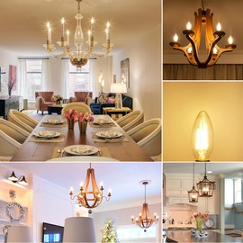 ANWIO B11 LED Filament Bulb E12 Candelabra Base 60W Equivalent, Dimmable 2700K Warm White Chandelier Decorative Candle Light Bulb, B11 Chandelier Light Bulbs (12-Pack)