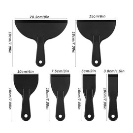 6 Pcs Plastic Putty Knife Set - Flexible Paint Scraper Tool, Black Spackle & Plastering Tool, Multi-Purpose plastic putty knife for Wall Repair and DIY Projects