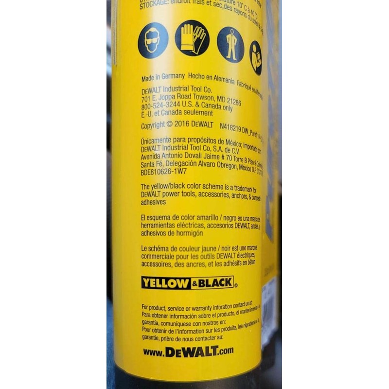 Powers Fasteners DEWALT 08321SD Pure110+, 21 OZ, Adhesive Anchoring System