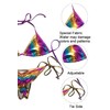 Women's Liquid Metallic Rainbow Bikini Sets Shiny String Padded Triangle