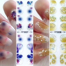 COLORBIRD Nail Seal, Glittering Swallowtail, Spring and Summer, Just Stick Manicure, Crystal, Cute, Butterfly, Flower, Sheer, Foil, Pearl Parts (FF3037 FF3038)