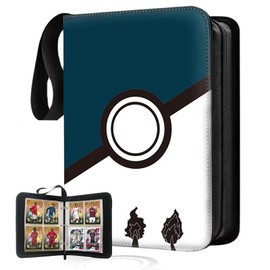 PungKhoi Scrapbook Cards, Trading Card Album with 50 Pages, 400 Pockets, Waterproof PU Leather, Zip, Portable Card Folder for Collectors & Children's Birthday (Simplicity)