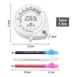Body Tape Measure with BMI Body Measuring Tape 150 cm Body Tape Measure Body Cutter Measuring Tape Fitness Gadgets for Men and Women with Tailor's Chalk Pens for Sewing Pencil