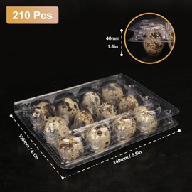 KUKLIPJIM 200 Pack Quail Egg Cartons, Clear Plastic Quail Egg Trays, Holds up to 12 Quail Eggs Securely - Your Ultimate Small Eggs Carton Holders for Bulk Storage and Display