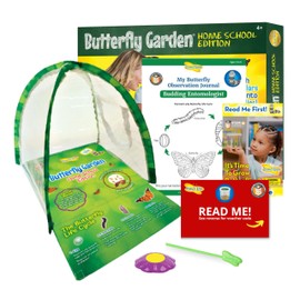 Insect Lore Butterfly Garden with All-Inclusive Voucher to Redeem Caterpillars, Ultra-Clear Dome Habitat - Butterfly Raising Kit, Raise 5 Painted Lady Butterflies from USA