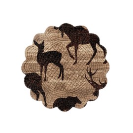 C&F Home Elwood Single Placemat Quilted Cotton Reversible Round Lodge Rustic Elk Moose Bear Washable Table Mats Easy to Clean 17" Brown