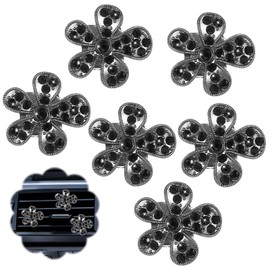 Piriuuo 6 Pcs Daisy Flower Car Air Vent Clips, Bling Car Air Freshener Clips Cute Car Air Conditioning Outlet Clip for Interior Decoration Flower Accessories for Women Girls (Black)