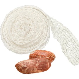 Ham Net, White, Meat Net for Rolled Roast Net, Rolled Roast Net, Cotton Thread, 16 Holes, Meat Net, Elastic Roulade Net, Cooking Accessories, Meat Net Roll for Storage, Hanging, Ham (2 m)