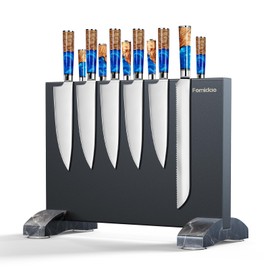 Fomidao Magnetic Knife Holder Block,Black Magnetic Knife Stand for Kitchen Counter Top,Double Sided Stainless Steel Knife Storage,Strong Magnet Knife Rack