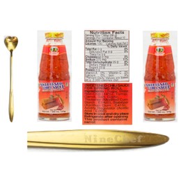 Generic Combo Pantainorasingh Pantai norasingh Thai Sweetened Chili Sauce for Spring Rolls (13.2oz 300ml, Pack 2) Plus Golden heart Long Handle Spoon