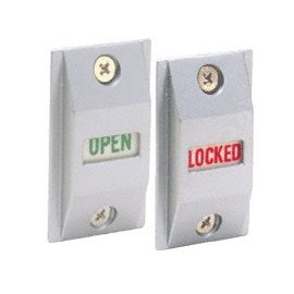 CRL Satin Aluminum Finish Open/Locked Lock Indicator Set Slide Down = "OPEN"