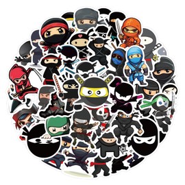 60 Pcs Ninja Stickers Pack for Teens, Cartoon Cute Ninja Stickers, Ninja Waterproof Vinyl Stickers and Decals for Water Bottle Srapbook Laptop Phone Skateboard Luggage Ninja Birthday Party Supplies