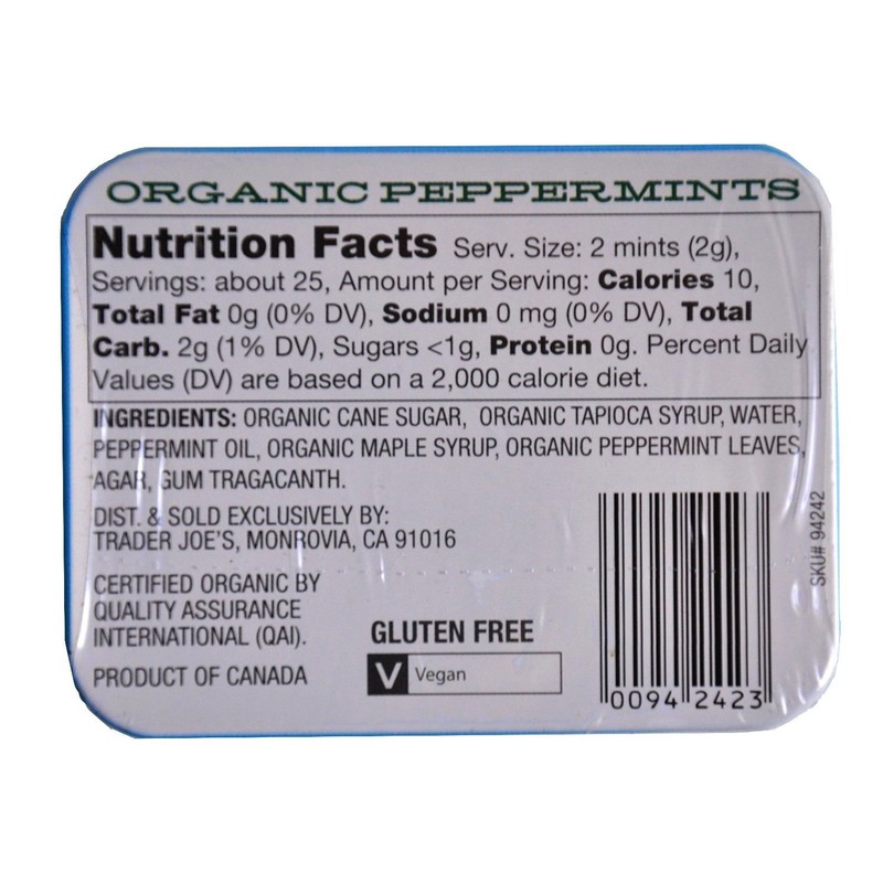 Trader Joe's Organic Peppermints, 1.41 oz Tin (Pack of 2)