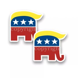 Trump  Bumper Stickers Republican Elephant Decals  4" wide 2 pack