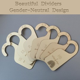 Baby Closet Dividers Unisex Adorable Wooden Baby Clothes Organizer for Nursery Clothes Size Age Dividers from Newborn to 24 Months (Rainbow Design)