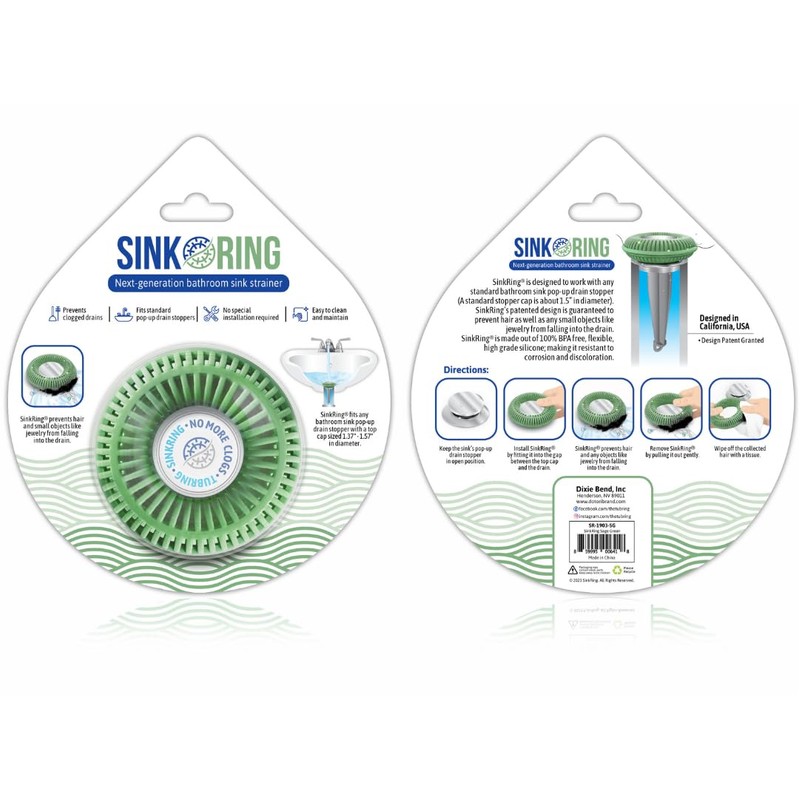 Bathroom Sink Hair Catcher for Pop-Up Drain – SinkRing 1.57"