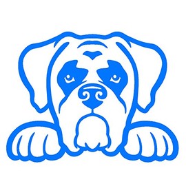 STICKER DAD Boxer Dog Peeking V1 Vinyl Decal by StickerDad® - Size: 5", Color: Cool Blue - Windows, Walls, Bumpers, Laptop, Lockers, etc.
