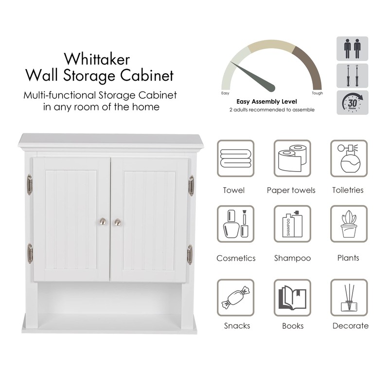 UTEX Bathroom Cabinet Wall Mounted, Wood Hanging Cabinet, Wall Cabinets