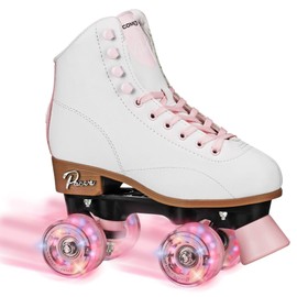 Pacer Comet Hightop Youth Skate with Light Up Wheels White/Pink Size Kids 13J
