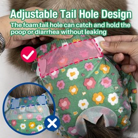Pet Soft Disposable Cat Diapers - Diaper for Female & Male Cats, Puppy Doggie Diapers for Female Dogs with Adjustable Foam Tail Hole, Small (24Pcs, GN Flowers)