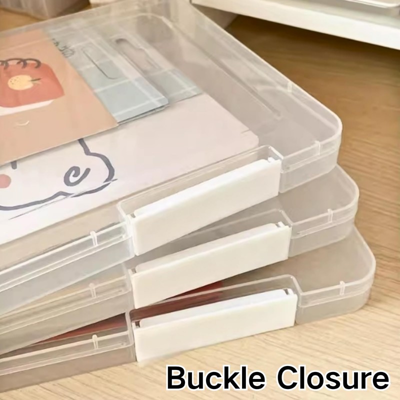 SUQ 4PCS File Storage Box, A4 File Portable Project Case,