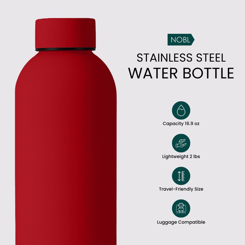 NOBL Stainless Steel Water Bottle,17 oz, 500 ml, Double Wall