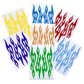 Set of 4 Flame Decals, Retro Fire Motorcycle Helmet Stickers, Hotrod Flames Adult Bike Frame Transfers / #876