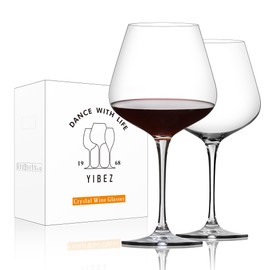 YIBEZ Red Wine Glasses, Set of 2 Crystal Wine Glasses, 23 OZ Burgundy Wine Glasses, Housewarming/Wedding Gifts