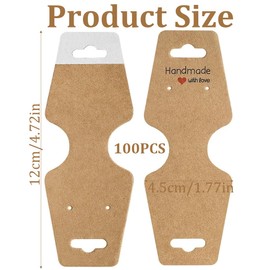 OIGWBPH Pack of 100 Bracelets Display Cards, Necklaces Display Cards, Key Chains, Earrings, Display Cards, Kraft Paper Display Cards for Hair Clips, Jewellery (Brown)