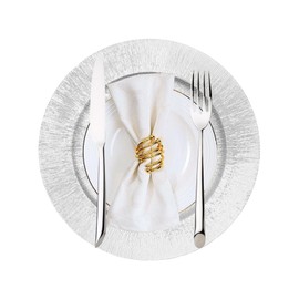 DYRABREST Round Charger Plates Charger Plates Set of 50 Plastic Round Chargers for birthday Party, Wedding, Banquets, Baby Shower, Silver