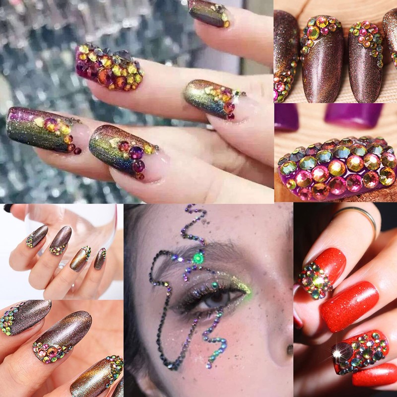 Beadsland 2880pcs Flat Back Crystal Rhinestones Round Gems for Nail
