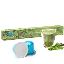 Matcha Green Tea Pod USDA Organic, Cápsulas Matcha para Nespresso Original, cápsulas de té Nespresso compatibles, cápsulas de aluminio reciclables, 10 unidades (paquete de 1)