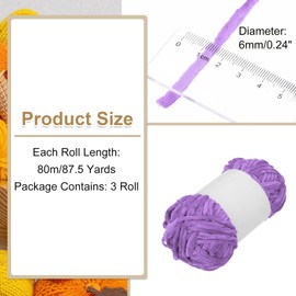 sourcing map 3pcs Velvet Chenille Yarn Bulky Fluffy Chunky Yarn for Crochet Soft Chenille Blanket for Hand Knitting Crocheting (Purple, 87.5 Yards/80m)