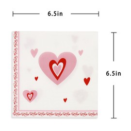 Pandecor - Servilletas desechables para el día de San Valentín, 50 unidades, diseño de corazón rojo