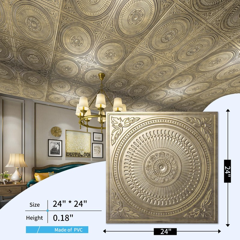 Art3d 12-Pack Drop Ceiling Tiles 2x2 FT, Decorative Easy Install