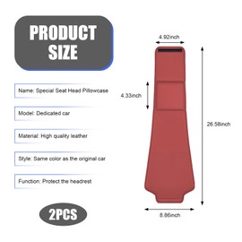 Downhill 2 PCS Headrest Covers for Cars, Car Headrest Cover with Storage Pocket, Leather Back Seat Headrest Protector Cover, Universal Seat Back Organizers, for Most SUVs, Cars (Red)