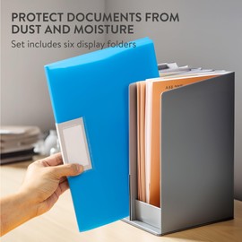 H&S 6 Display Folders A4 30 Pockets Display Book - Presentation Project Folder Assorted Colours Blue Black Green Orange - A4 Display Portfolio - Pocket Folder - Presentation Book with Plastic Sleeves