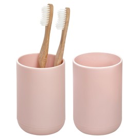 iDesign 3 Divided Sections for Bathroom or Vanity-Set of 2-Blush Toothbrush Holder