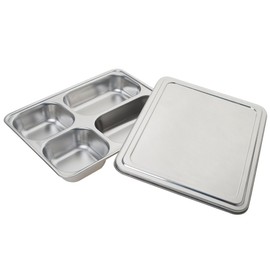 Aspire Stainless Steel Bento Box, Divided Dinner Trays with Cover, 1 Set-4 Sections