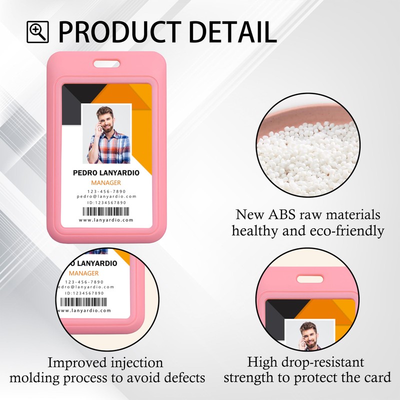 Lanyardio 1 Pack Sliding Vertical ID Badge Holder Hard Pink