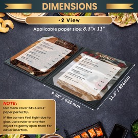 AMGSH 6 Pack 2 View Menu Holder Menu Covers 8.5" x 11" | Restaurant Menu Covers Diploma Cover Black Leather Menu Sleeves Book Style for Restaurant Coffee Bars Wine List Fit for Letter Size Paper