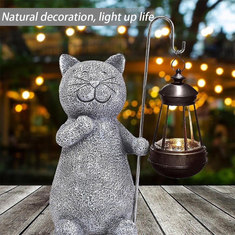 Cat Solar Lamp, Garden Figures,Kitty Solar Lights,Cat Figurine Model,Solar Lantern,for