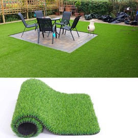 WarmShe 0.7inch Realistic Artificial Grass Turf Synthetic Faux Astroturf Rug 8FTX11FT for Pet Indoor Outdoor Carpet Balcony Garden Lawn Mat with Drainage Holes