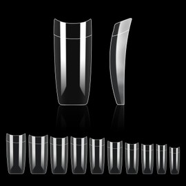 Nail Capsules 500 Pieces Acrylic False Nails Clear American Nails with Storage Case for Studio and DIY Nail Art at Home 10 Sizes